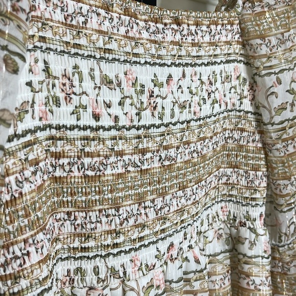 Koko & Mason Women’s Ivory Floral Print Long Sleeve Mini Dress Sz M Smocked NWT - Picture 6 of 13